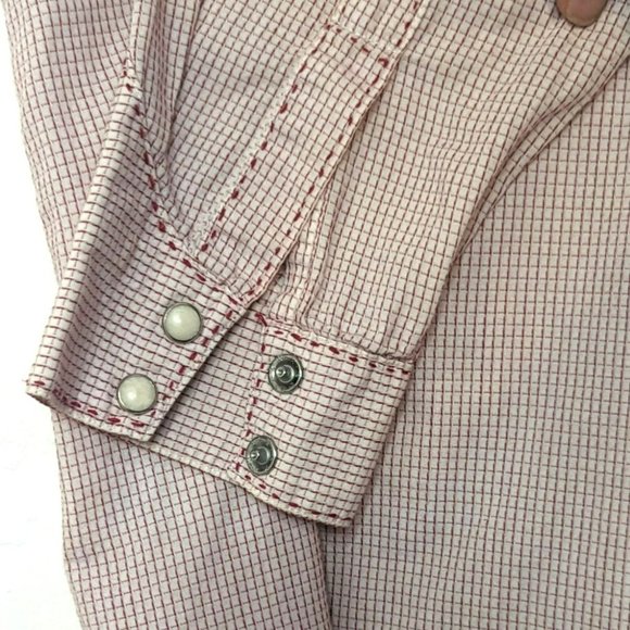 Lucky Brand Dungarees Womens Medium Pearl Snap Long Sleeve Red Check Western - Picture 3 of 5